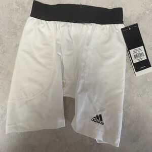 Adidas Boys XS White & Black Compression Shorts - NWT